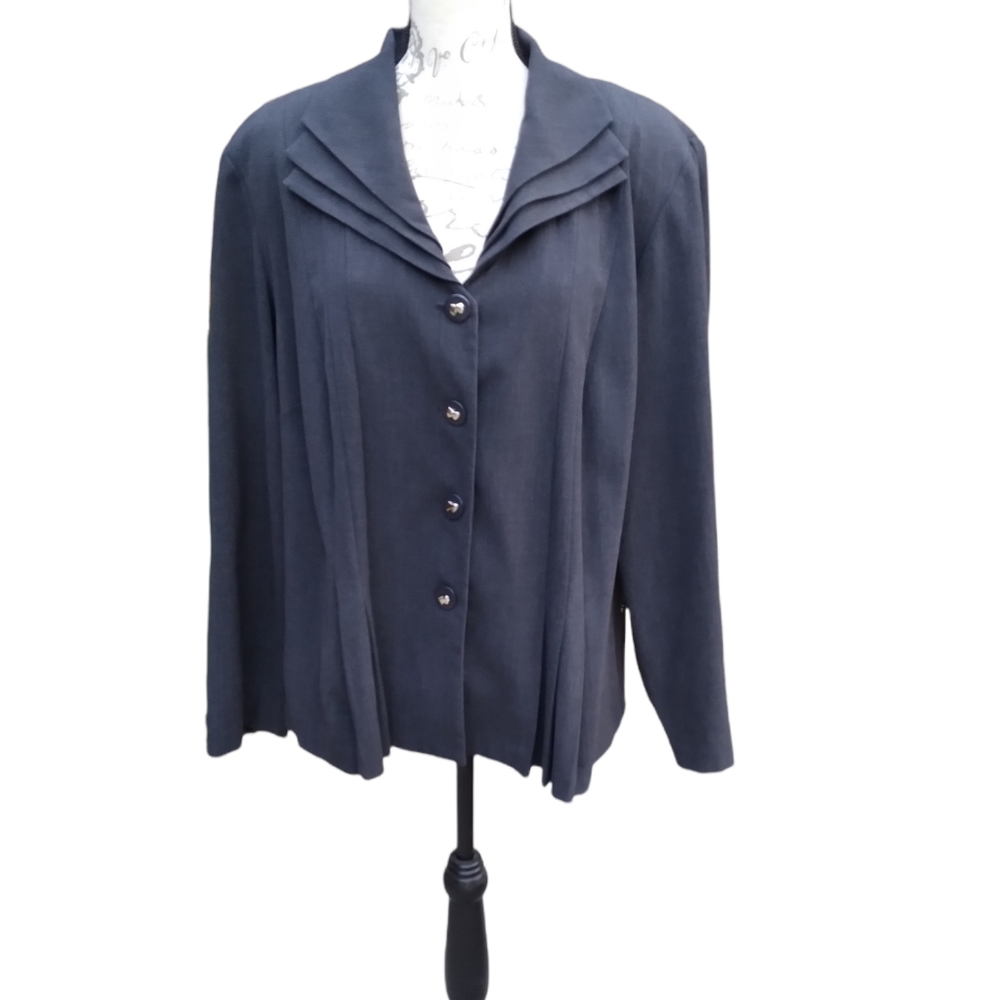 Danny & Nicole Triple Collared Lapel Charcoal Gray Blazer Size 20